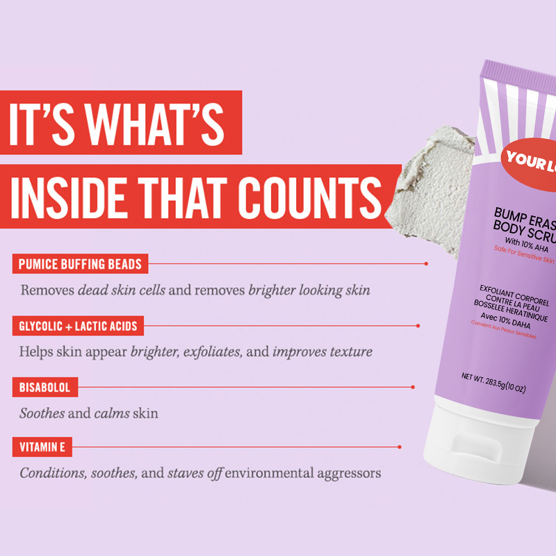 Beauty Skin 10% AHA with Glycolic and Lactic acids, Helps Reduce Chicken Skin Bumps, Body Scrub