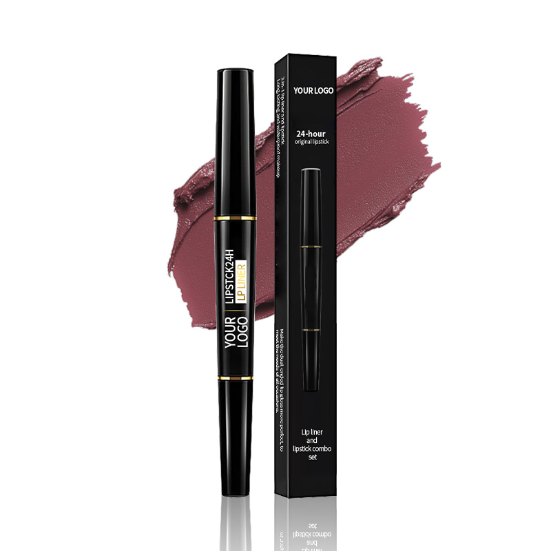 Light Mauve Red Matte Lip Liner and Lipstick Combo Set Kit for Women