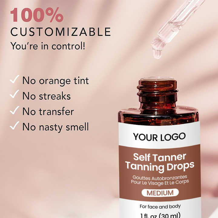 Private Label Hot Sale Selfer Tanner Tanning Drops Natural Beauty Skin Care Customized Tanning Oil