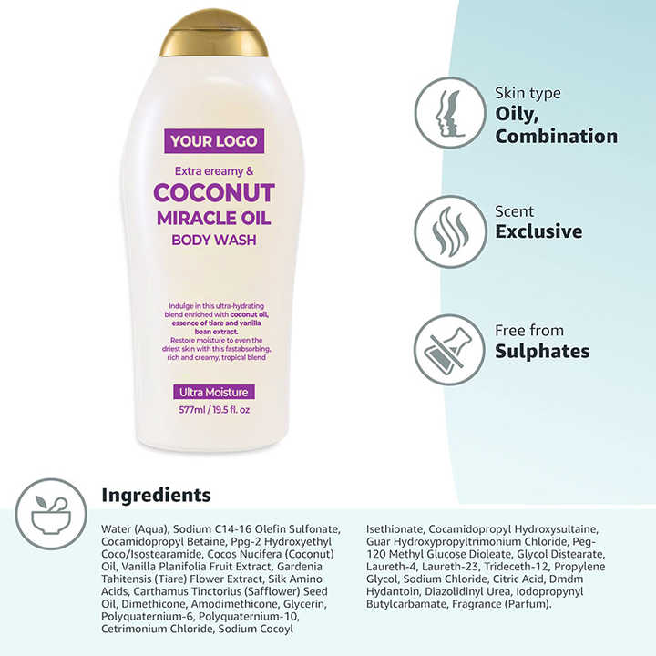 Moisturizing Extra Creamy + Coconut Miracle Oil Ultra Deep Cleansing and Refreshing Body Wash Shower Gel