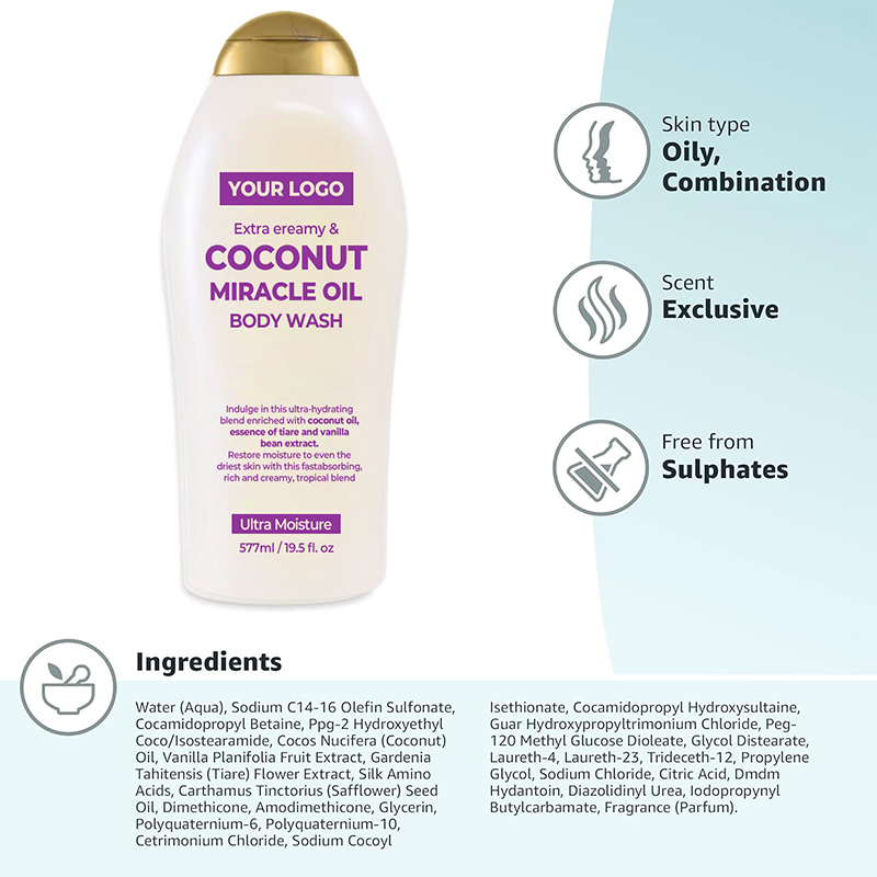 Moisturizing Extra Creamy + Coconut Miracle Oil Ultra Deep Cleansing and Refreshing Body Wash Shower Gel(pic5)