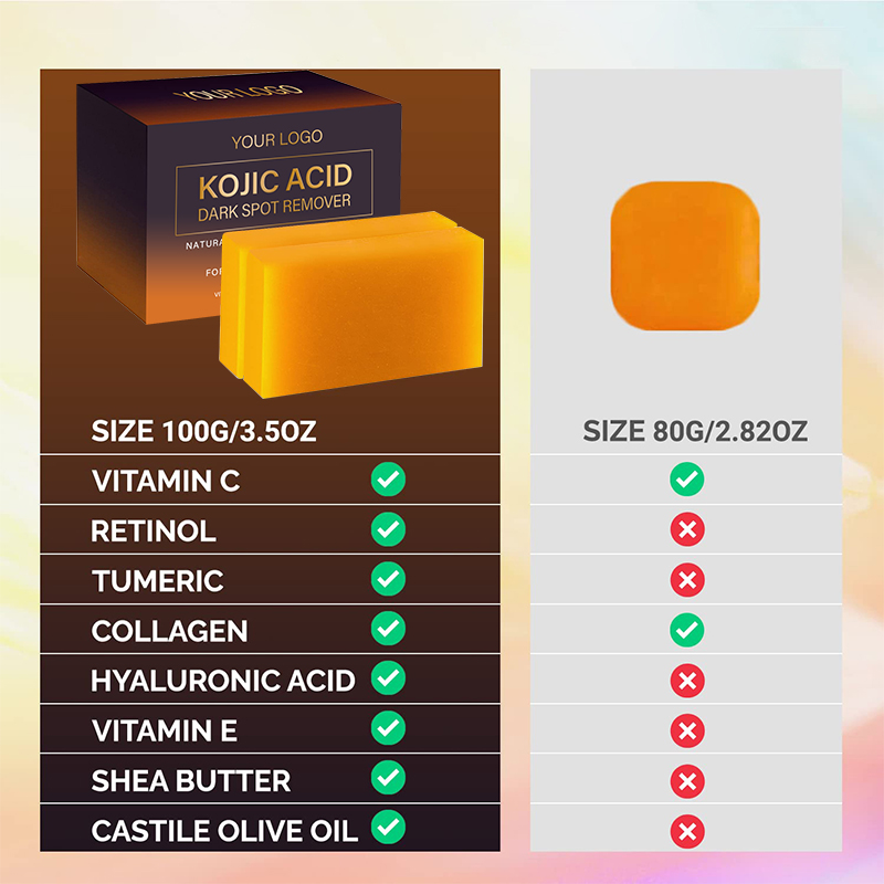 OEM ODM Private Label Plant Grow Kojic Acid Dark Spot Remover Soap Bars with VC Shea Butter Castile Olive Oil(pic2)