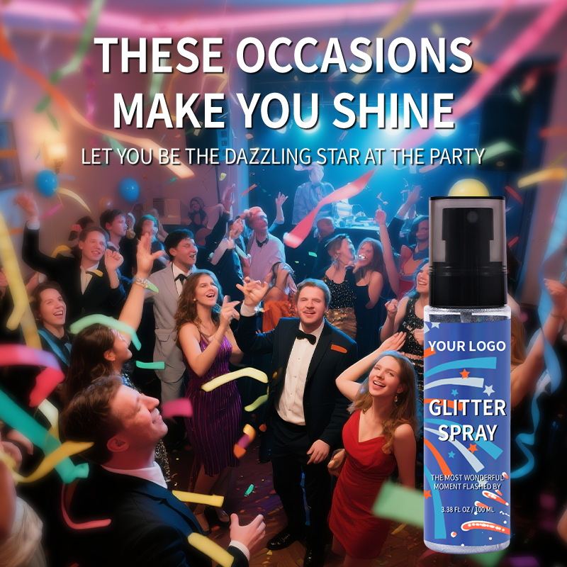Washable Glitter Spray for Body & Hair | Non-Toxic Sparkle Makeup | Party Cosmetics, Face & Art Decoration | Quick-Dry