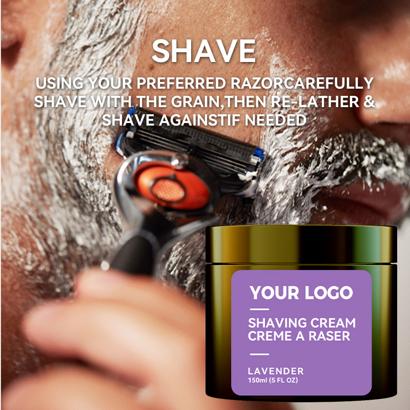 Wholesale Lavender Shaving Cream With Glycerin Coconut Acid for Razor Burn Men No Beard Irritation