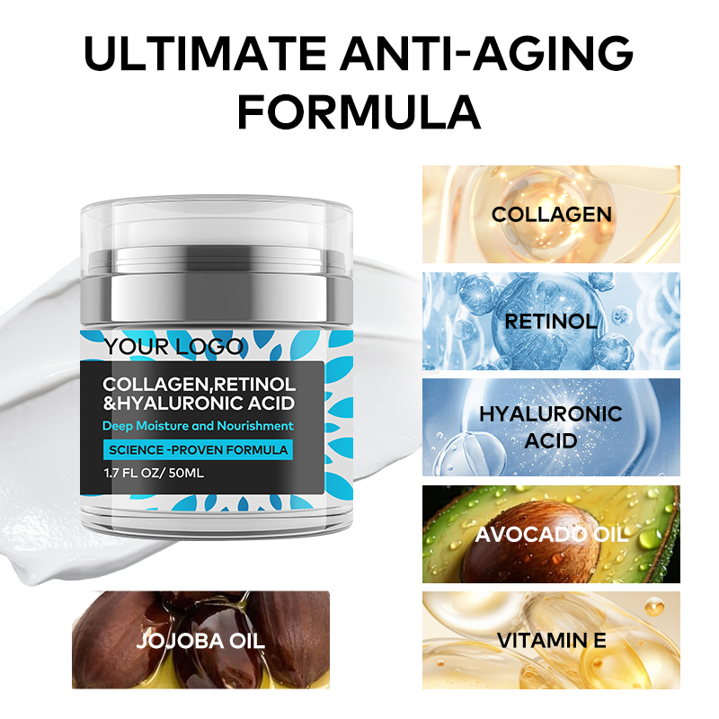 Customized Korean Beauty Retinol Hyaluronic Acid Collagen Firming Skin Cream to Prevent Fine Lines for Glowing Skin