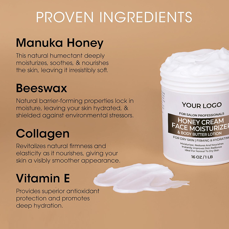 Private Label Customized Logo Hydrating Face Cream Honey Face Moisturizer Body Lotion for Dry Skin