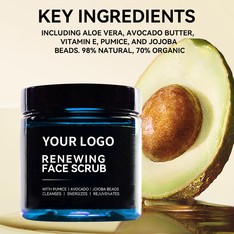 Roll on Renewing Face Scrub With Jojoba Bead Coffee Pumice for Men Natural Organic Deep Exfoliating