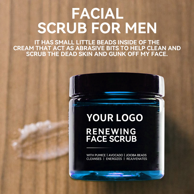 Roll on Renewing Face Scrub With Jojoba Bead Coffee Pumice for Men Natural Organic Deep Exfoliating