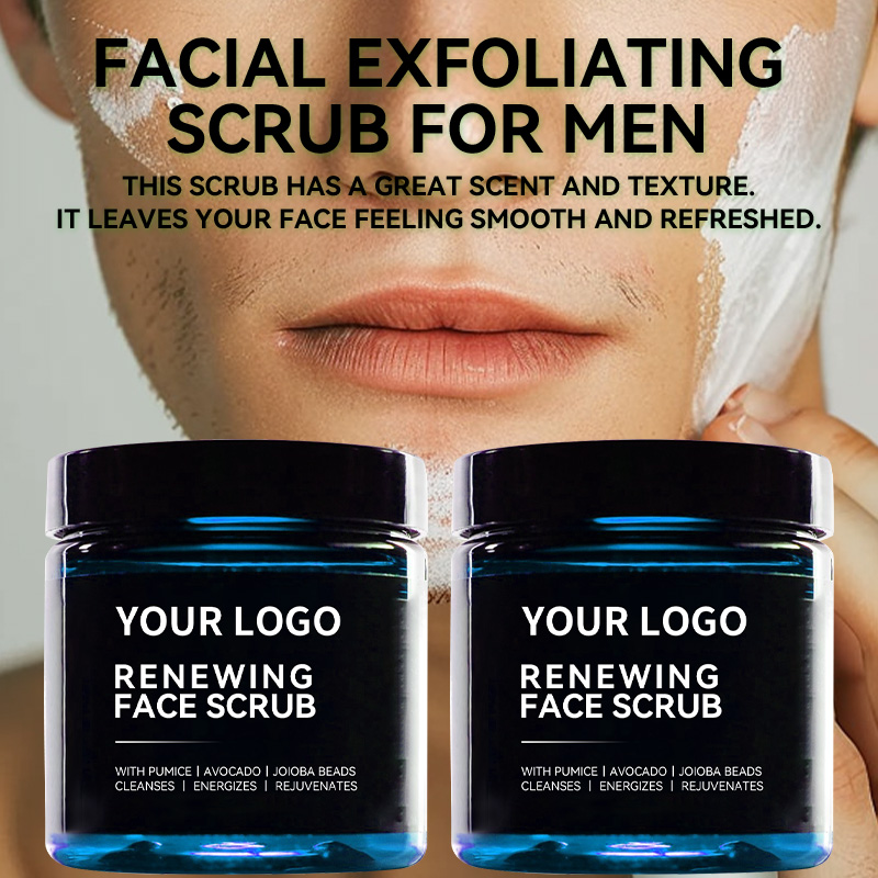 Roll on Renewing Face Scrub With Jojoba Bead Coffee Pumice for Men Natural Organic Deep Exfoliating