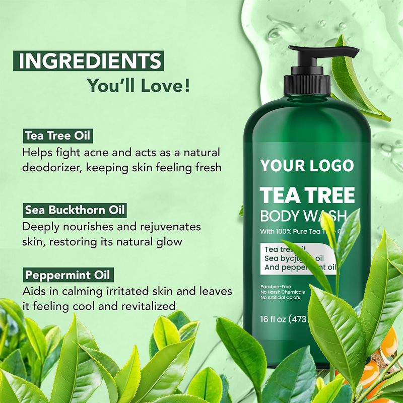 Tea Tree Body Wash With Peppermint and Sea Buckthorn Oil for Nail Conditions Body Odor and Itching