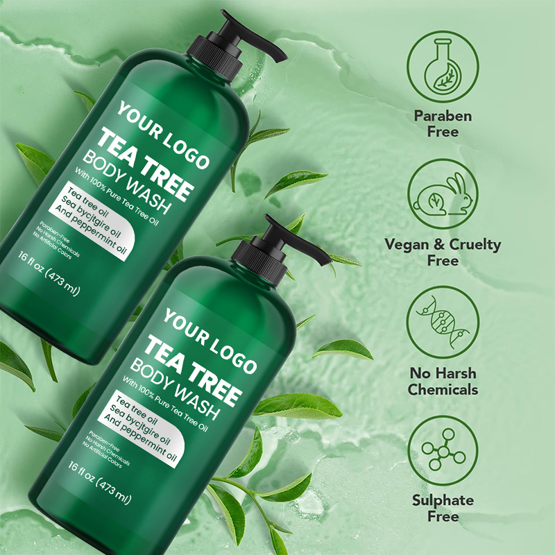 Tea Tree Body Wash With Peppermint and Sea Buckthorn Oil for Nail Conditions Body Odor and Itching