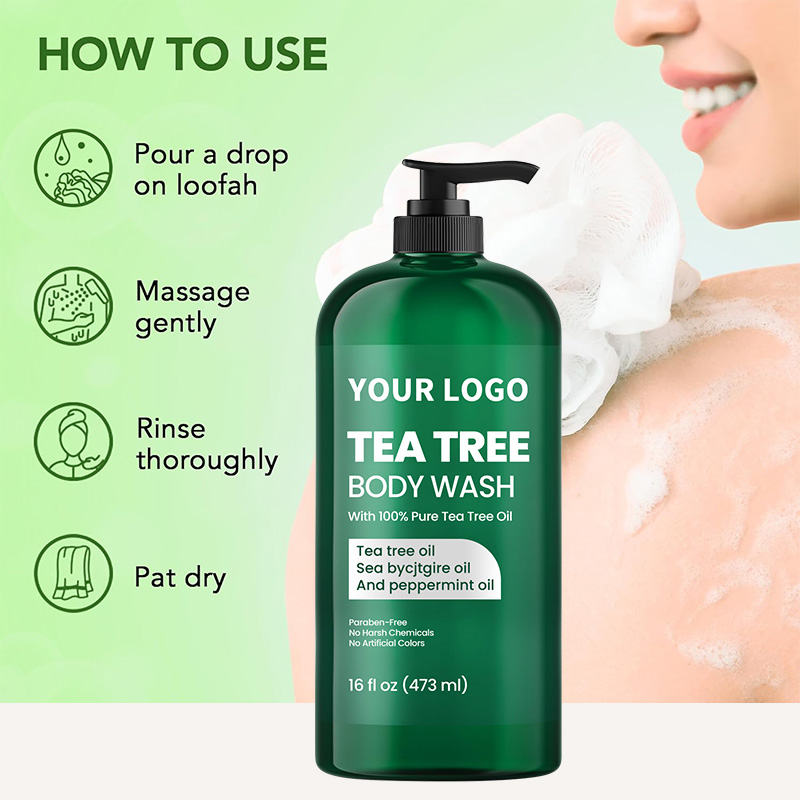 Tea Tree Body Wash With Peppermint and Sea Buckthorn Oil for Nail Conditions Body Odor and Itching