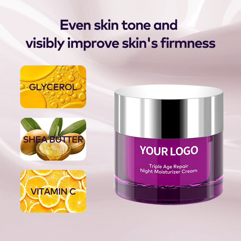 Organic Triple Repair Night Cream for Dark Spots & Wrinkles Moisturizer with Shea Butter & Vitamin C Vegan & Herbal Ingredients
