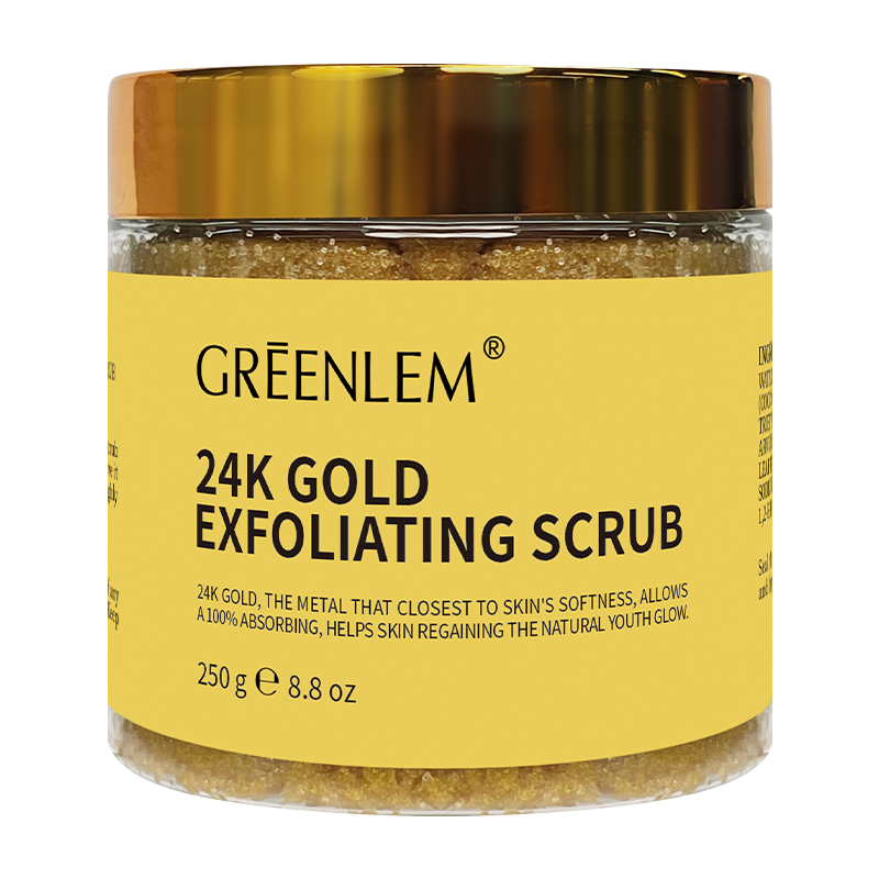 Luxury 24K Gold Face Scrub Exfoliator Vegan Body Scrub with Organic Coconut Oil Anti-Aging Skin Brightening