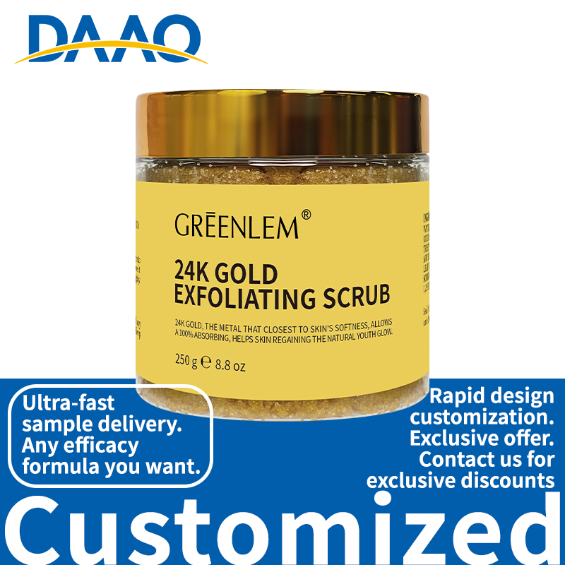 Luxury 24K Gold Face Scrub Exfoliator Vegan Body Scrub with Organic Coconut Oil Anti-Aging Skin Brightening