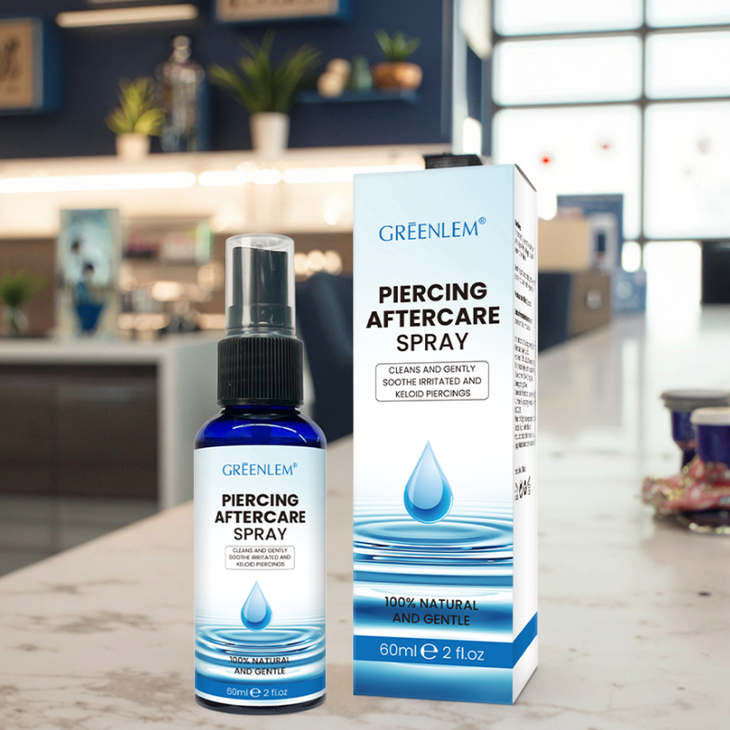 Gentle Saline Aftercare Spray St John's Wort Vasaka Leaf for New Piercings Hypoallergenic Alcohol-Free Solution Clean