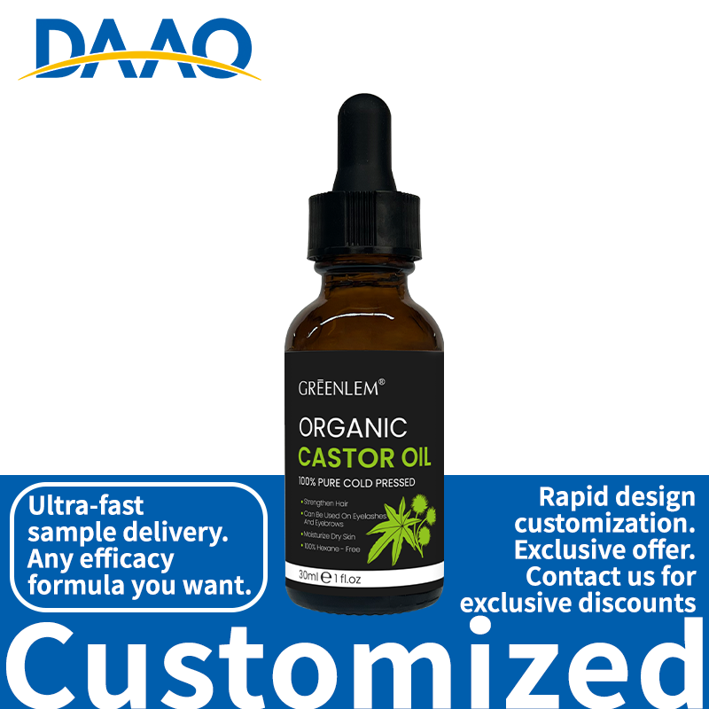 100% Pure Organic Cold Pressed Castor Oil Private Label 100% Natural Pure Essential Oil 30ml for Hair Skin Eyebrows Growth