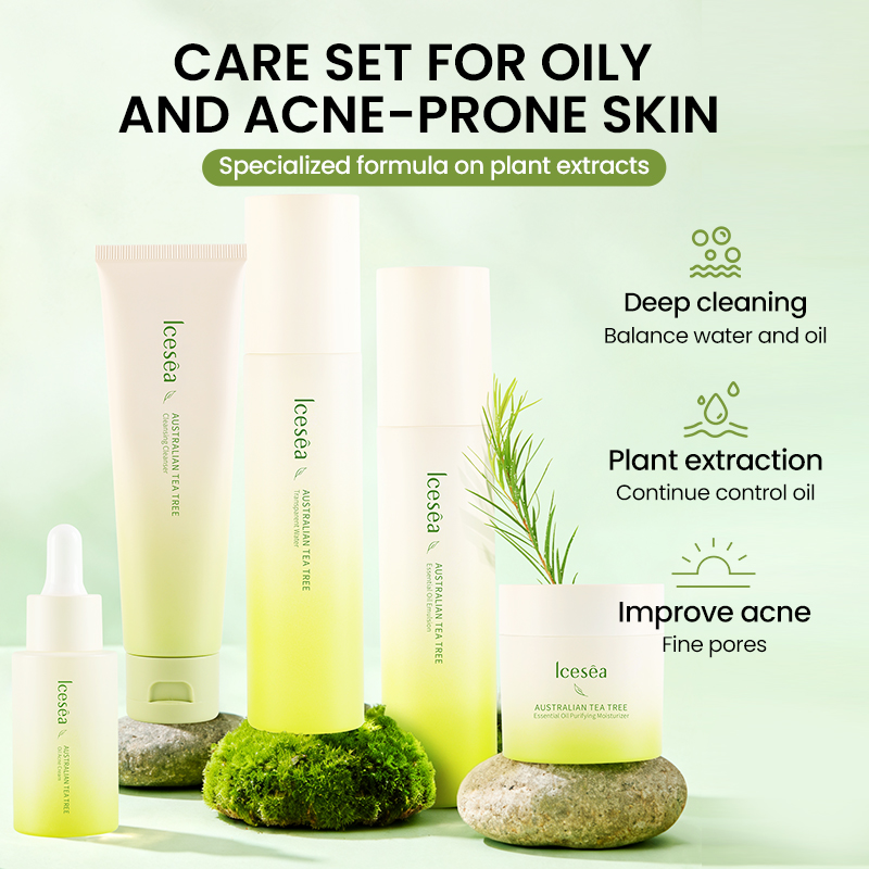 Icesea Australian Tea Tree Acne Solution Set - Daily Oil-Reducing Skincare Kit for Teen & Adult Acne, Clear Skin Essentials