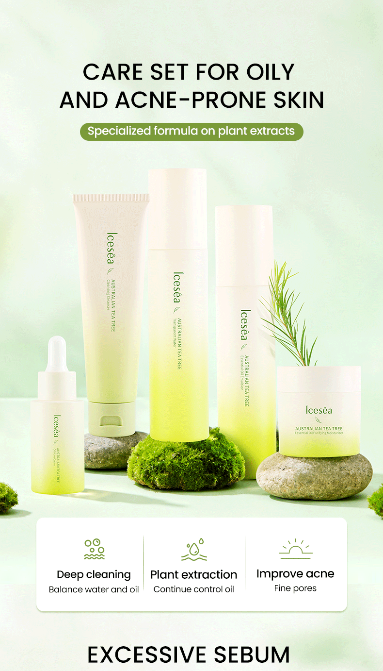 Icesea Australian Tea Tree Acne Solution Set - Daily Oil-Red