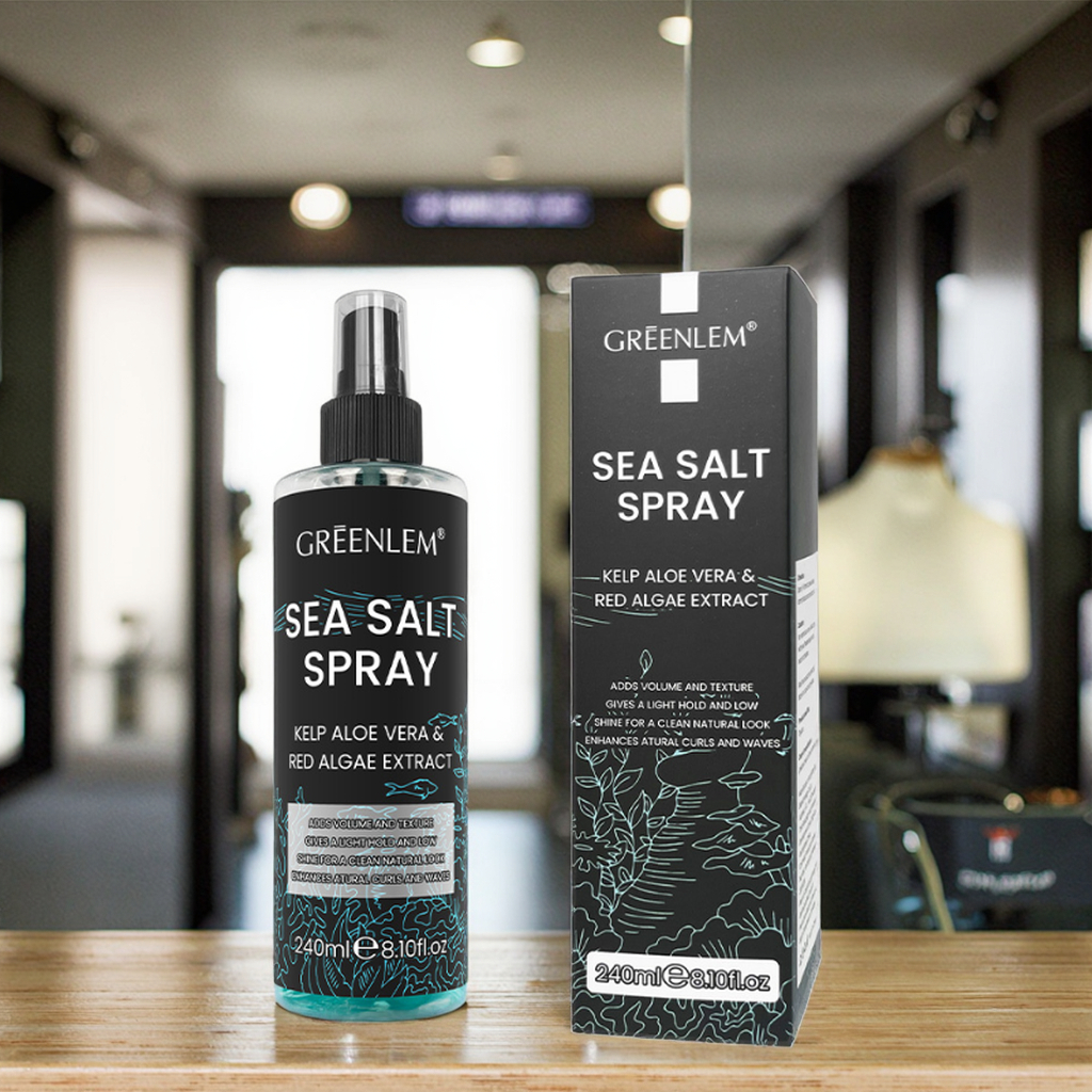 Private Label Men's Herbal Hair Spray Salt Water with Aloe Red Algae Heat Protection for Dry Wavy Hair Enriched Essential Oils