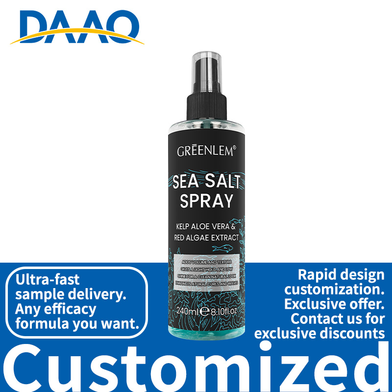 Private Label Men's Herbal Hair Spray Salt Water with Aloe Red Algae Heat Protection for Dry Wavy Hair Enriched Essential Oils