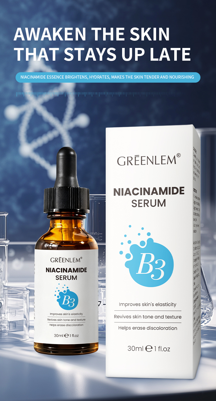 Custom B3 Niacinamide 10% Brightening Serum for Face, Anti-Aging Whitening Essence