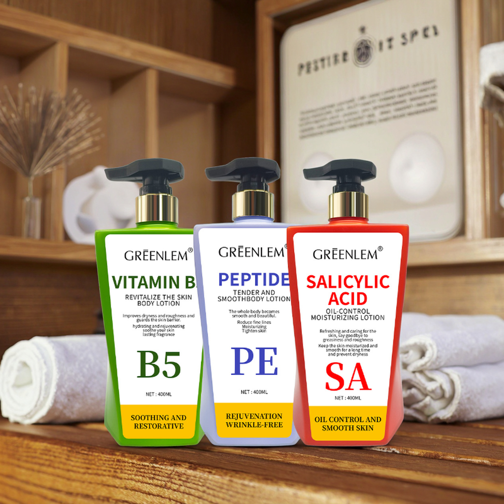 Body Lotion Set of 3: Vitamin B5 for Repair, Peptide for Firming, Salicylic Acid for Smoothing Skin