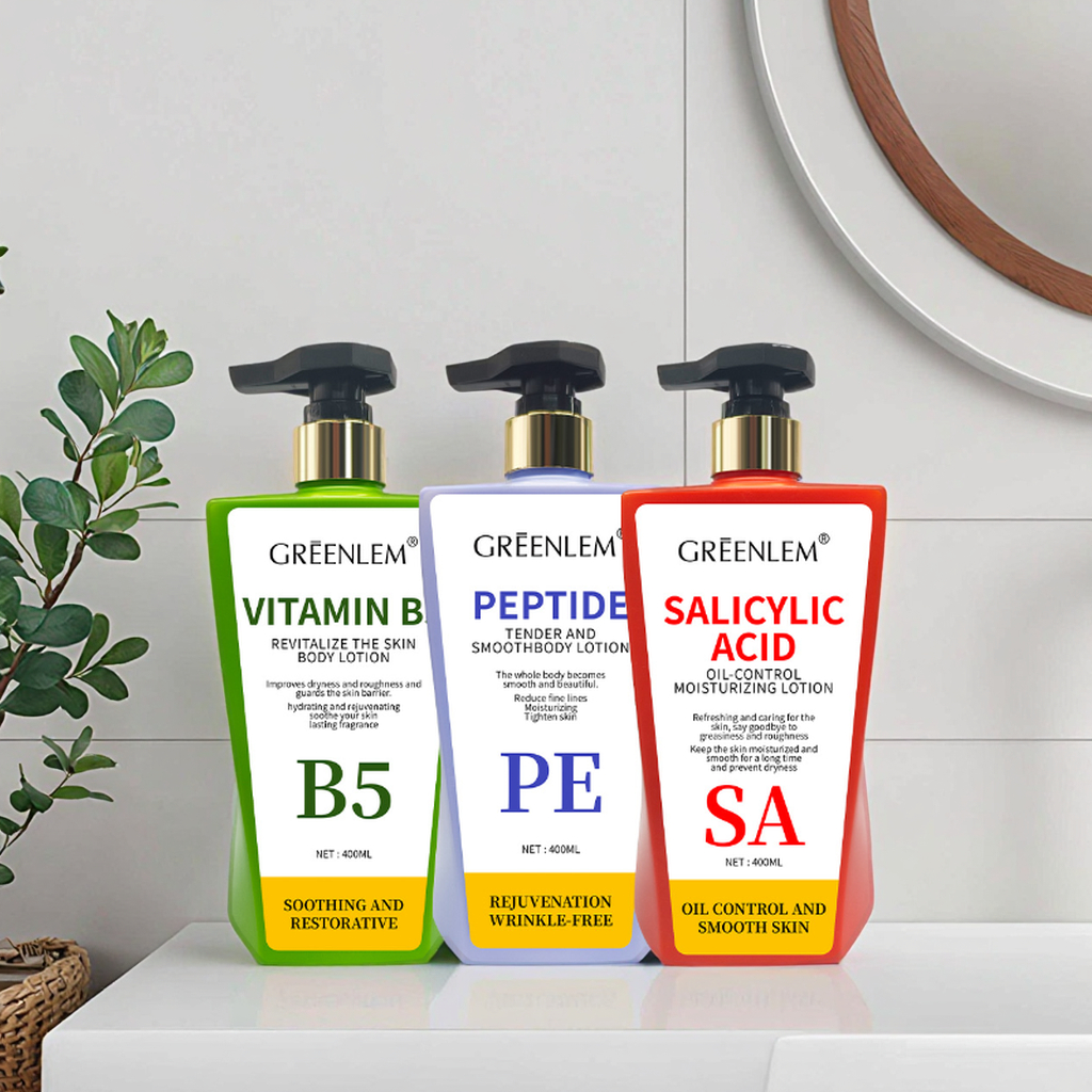Body Lotion Set of 3: Vitamin B5 for Repair, Peptide for Firming, Salicylic Acid for Smoothing Skin