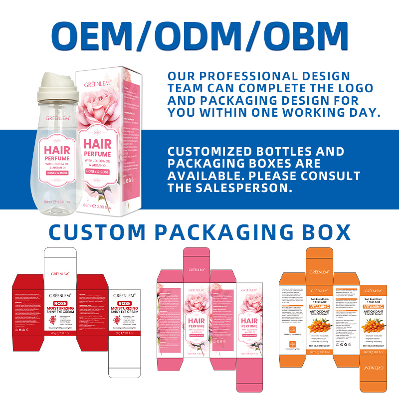 OEM Custom Logo Honey Rose Hair Perfume Long-Lasting Floral Argan Jojoba Oil Leave-In Shine Spray Frizz-Free Hair Alcohol-Free