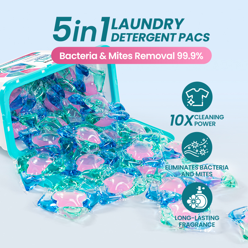 High Quality 5-in-1 Custom Lasting Fragrance Brighten LaundryDetergent Pods Bulk Option for Brightening andRefreshing