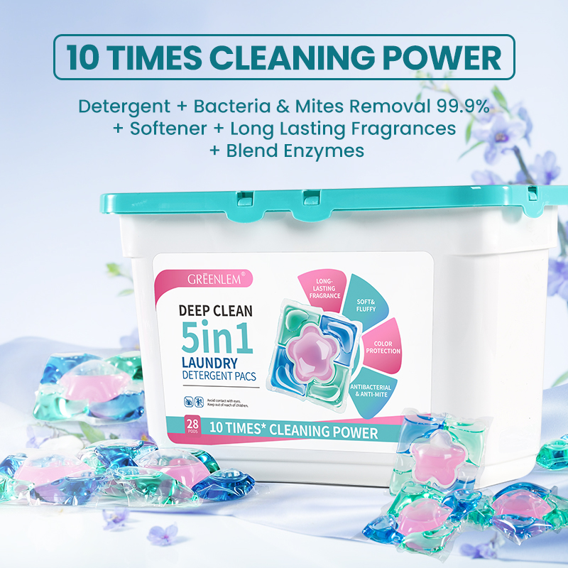 High Quality 5-in-1 Custom Lasting Fragrance Brighten LaundryDetergent Pods Bulk Option for Brightening andRefreshing