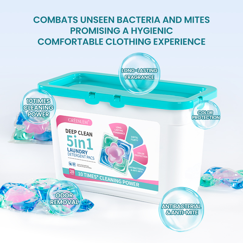High Quality 5-in-1 Custom Lasting Fragrance Brighten LaundryDetergent Pods Bulk Option for Brightening andRefreshing