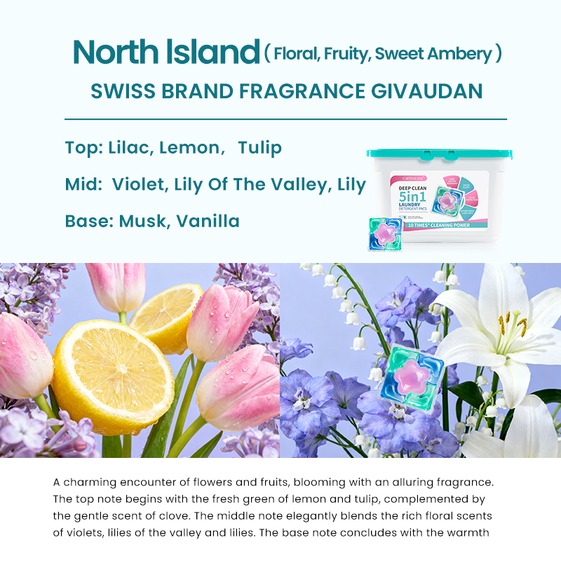 High Quality 5-in-1 Custom Lasting Fragrance Brighten LaundryDetergent Pods Bulk Option for Brightening andRefreshing