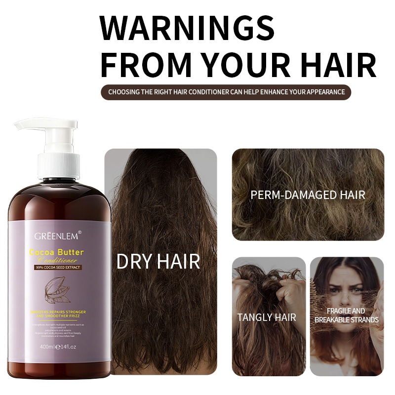 Cocoa Butter Cream Conditioner Keratin Camellia Polyphenols-Hydrating Anti-Frizz Rinse-Off for Curly/Dry Damaged | Sulfate-Free