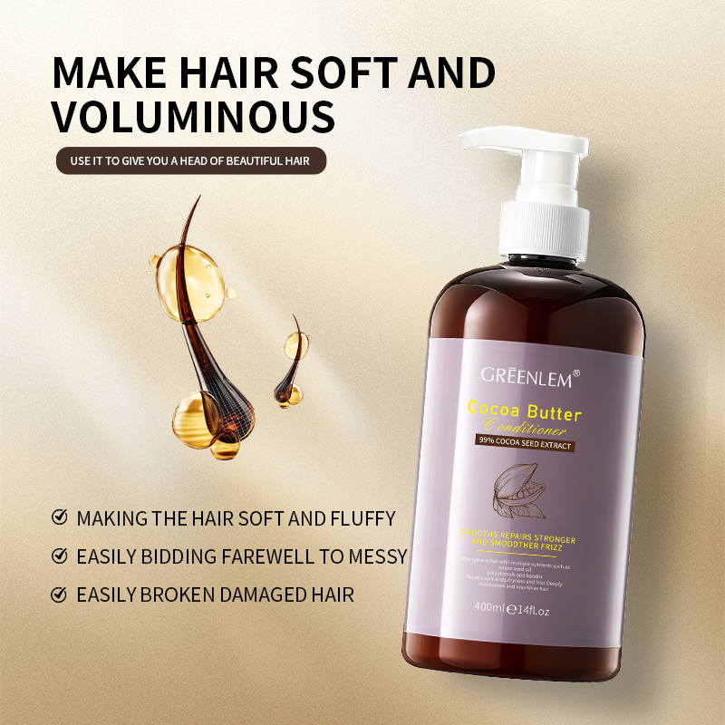 Cocoa Butter Cream Conditioner Keratin Camellia Polyphenols-Hydrating Anti-Frizz Rinse-Off for Curly/Dry Damaged | Sulfate-Free