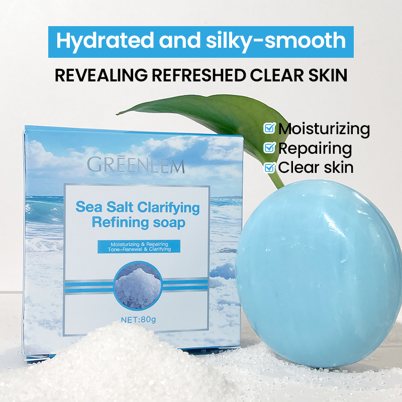 Natural Round Sea Salt Soap Bar Body Deep Cleansing Moisturizing Exfoliating Skin Repair Gentle Shape Men Women Normal