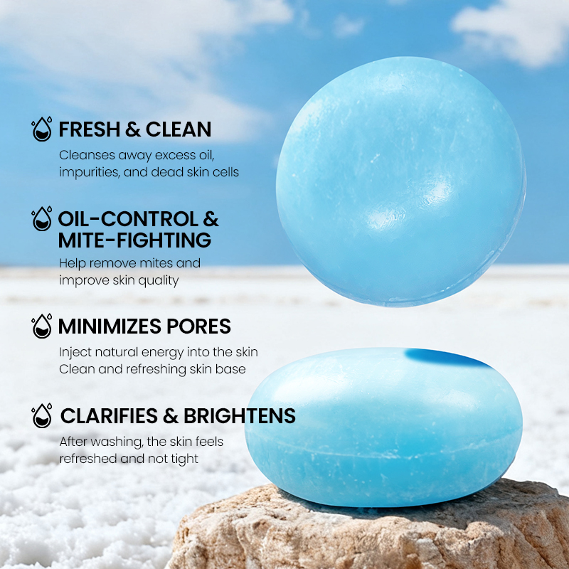 Natural Round Sea Salt Soap Bar Body Deep Cleansing Moisturizing Exfoliating Skin Repair Gentle Shape Men Women Normal