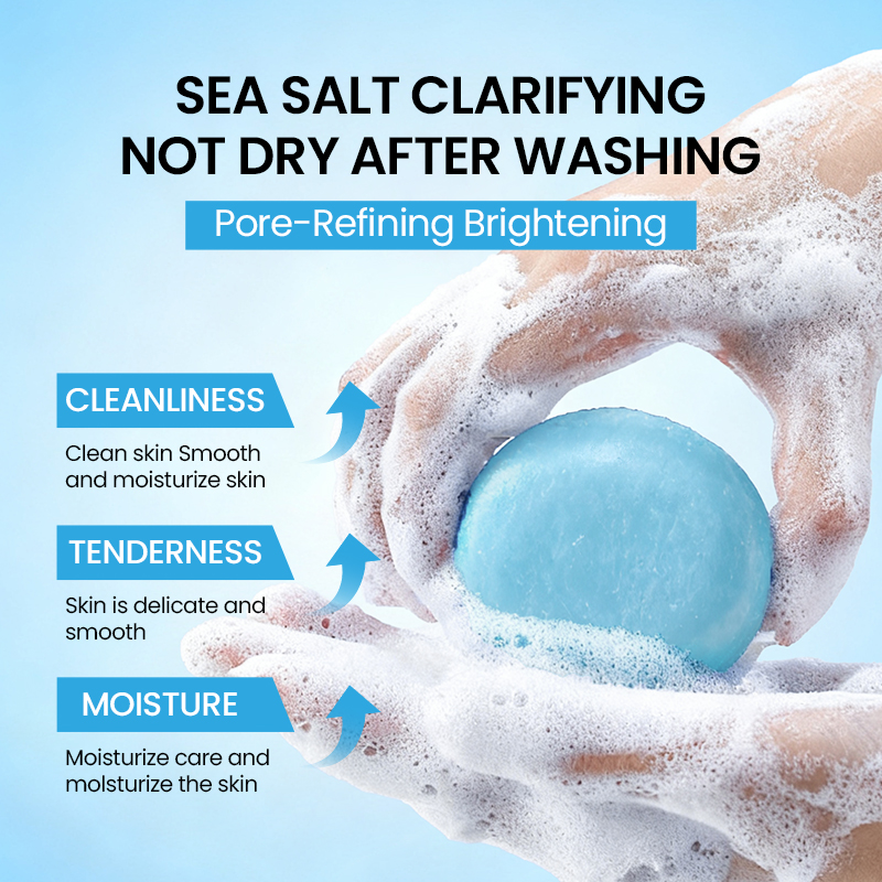 Natural Round Sea Salt Soap Bar Body Deep Cleansing Moisturizing Exfoliating Skin Repair Gentle Shape Men Women Normal