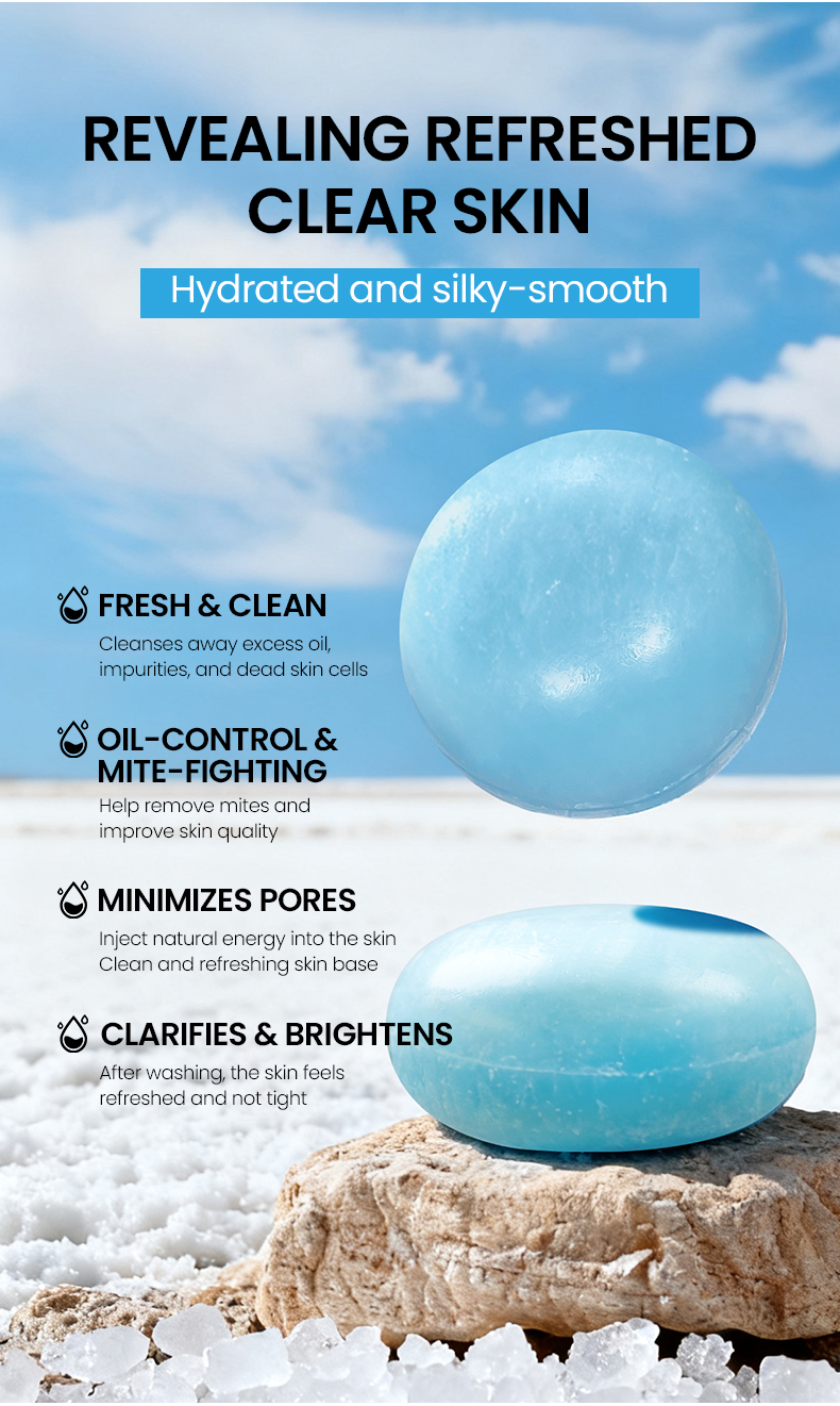 Natural Round Sea Salt Soap Bar Body Deep Cleansing Moisturizing Exfoliating Skin Repair Gentle Shape Men Women Normal(pic3)