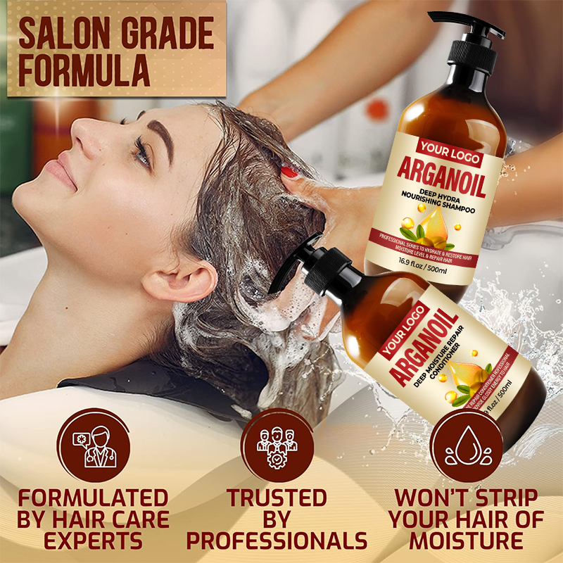 Natural Vegan Herbal Argan Oil Shampoo Conditioner Liquid Refreshing Anti-Frizz Hair Treatment Unisex Concentrated Formula