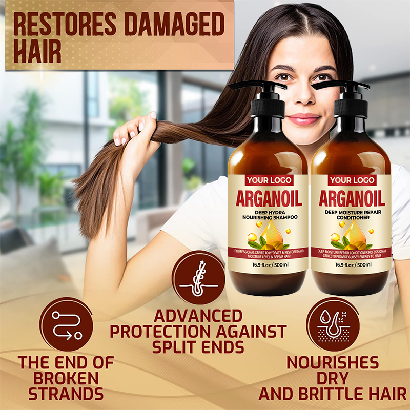 Natural Vegan Herbal Argan Oil Shampoo Conditioner Liquid Refreshing Anti-Frizz Hair Treatment Unisex Concentrated Formula
