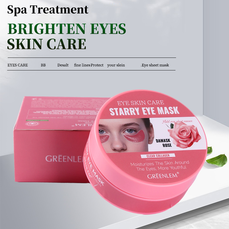 GreenLem Damask Rose Dark Circle Hydrogel Crystal Collagen Herbal Retinol Sheet Eye Mask Eye Patch