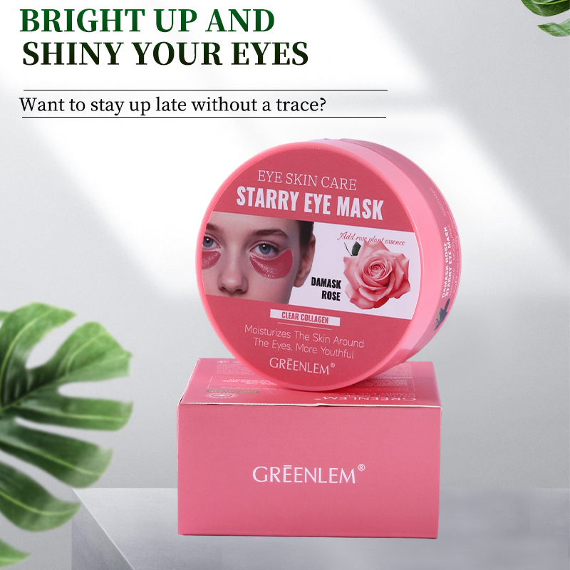 GreenLem Damask Rose Dark Circle Hydrogel Crystal Collagen Herbal Retinol Sheet Eye Mask Eye Patch