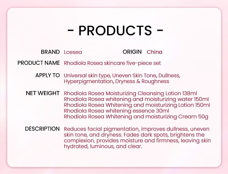 Rhodiola Root Whitening Luxurious Facial Set-Deep Cleansing Even Skin Tone Reduce Blemishes-5 Steps Routine for All Skin Types(pic10) Rhodiola Root Whitening Luxurious Facial Set-Deep Cleansing Even Skin Tone Reduce Blemishes-5 Steps Routine for All Skin Types(pic10)