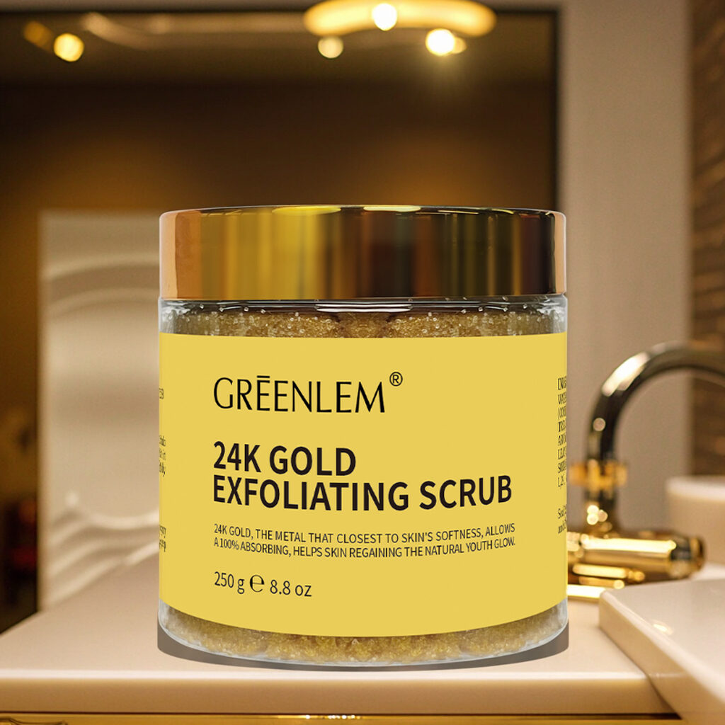 Luxury 24K Gold Face Scrub Exfoliator Vegan Body Scrub with Organic Coconut Oil Anti-Aging Skin Brightening(pic3)