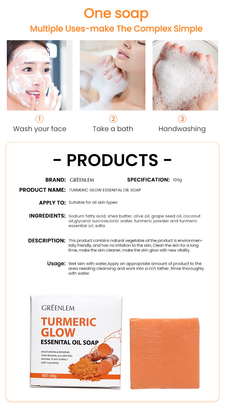 Herbal Natural Turmeric Soap Bar Face Body Brightening Acne Treatment Reduces Dark Spots Oil Control Gentle Cleansing All Skin(pic6) Herbal Natural Turmeric Soap Bar Face Body Brightening Acne Treatment Reduces Dark Spots Oil Control Gentle Cleansing All Skin(pic6)