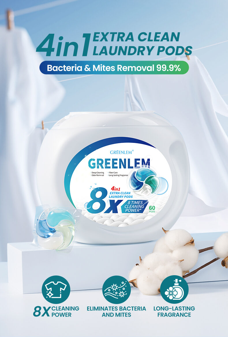 Wholesale 4-in-1 Eco-Friendly Laundry CapsulesDisposable Washing Pods with Long-LastingPerfume and Apparel Scent Boosters(pic1)