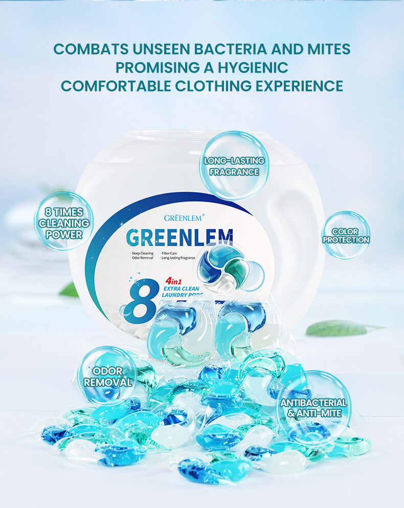 Wholesale 4-in-1 Eco-Friendly Laundry CapsulesDisposable Washing Pods with Long-LastingPerfume and Apparel Scent Boosters(pic3)