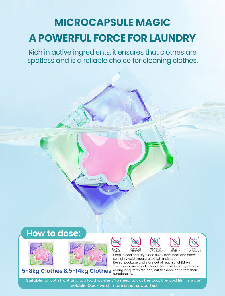 High Quality 5-in-1 Satin Removal DisposableDetergent Capsules Biodegradable Laundry Pods folApparel OEM Private Label Solid(pic5)