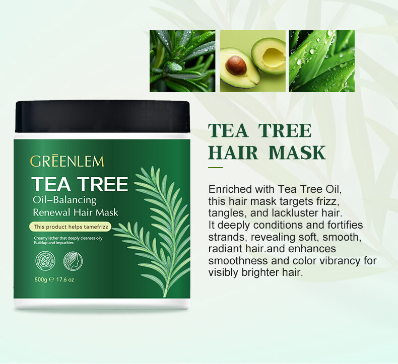 GreenLem Tea Tree Smoothing Cream Shampoo & Conditioner Hair Care Set With Hair Mask Hair Oil(pic5)